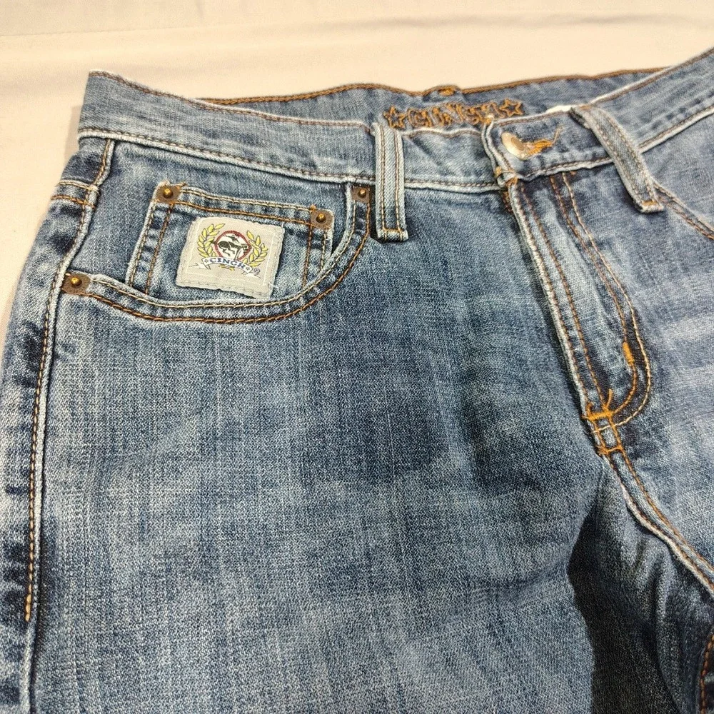 Cinch Jeans Mens 29x38 Silver Label Performance Stonewash Slim Fit Distressed